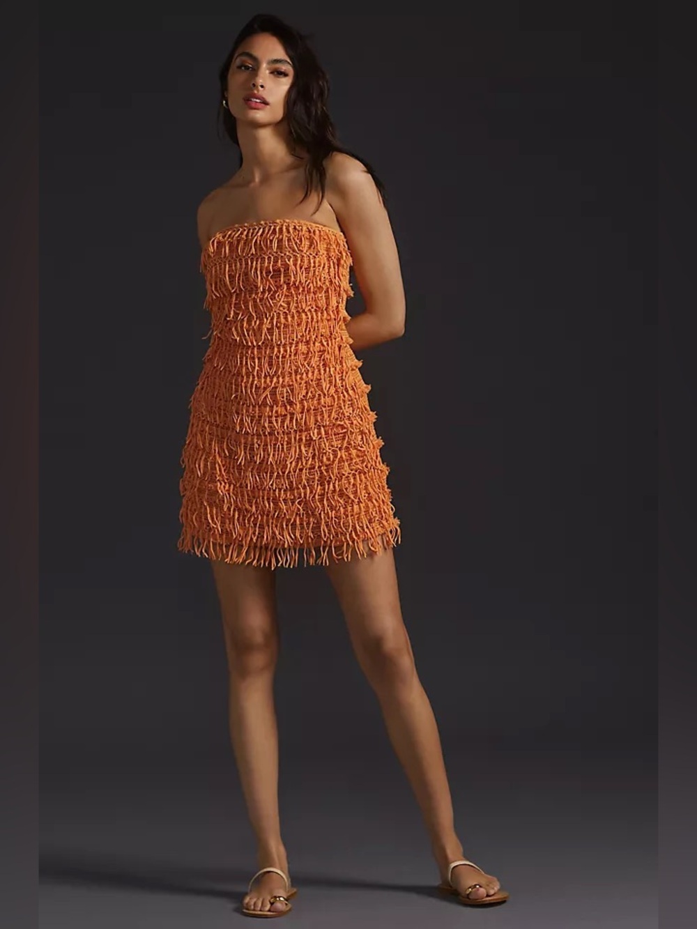 Anthropologie Let Me Be Fringed Tube Mini Dress